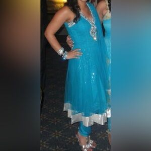 Turquoise blue Salwar Kameez